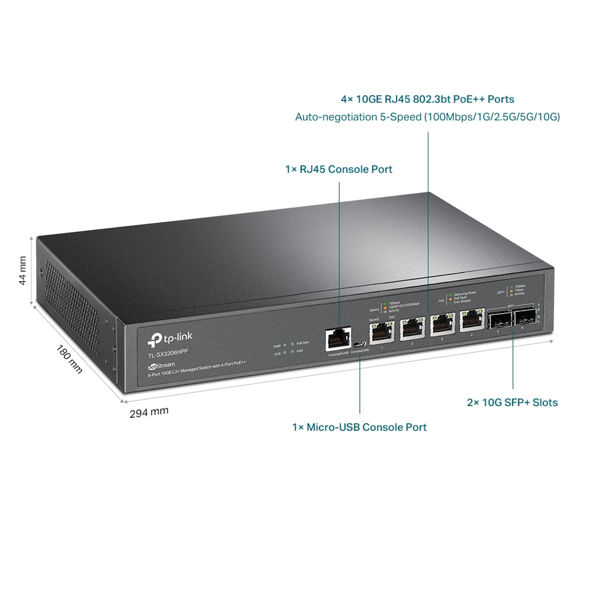 JetStream 6-Port 10GE L2+ Managed Switch