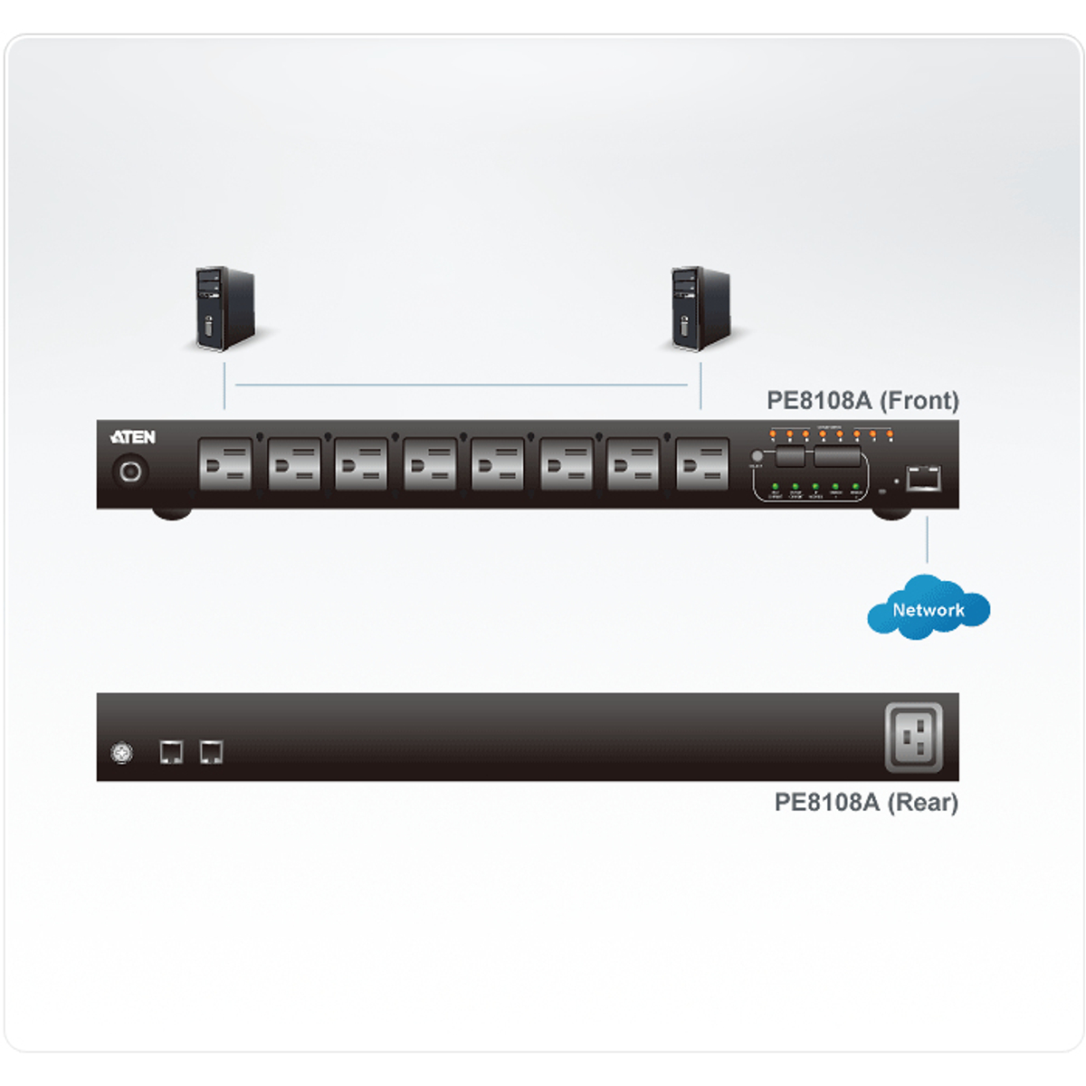 1U PDU 10A C13x8 Outlet Metered Free Eco