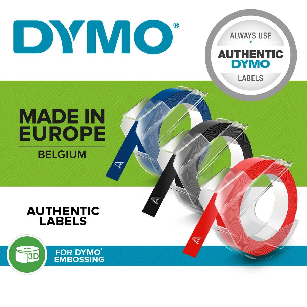 Embossing Tape 9mmx3m Qty3 Red/Blk/Blu