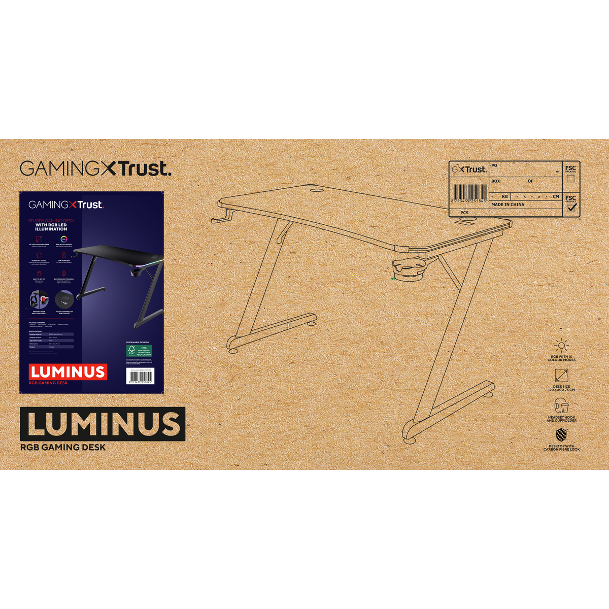 GXT709 LUMINUS RGB Desk Black