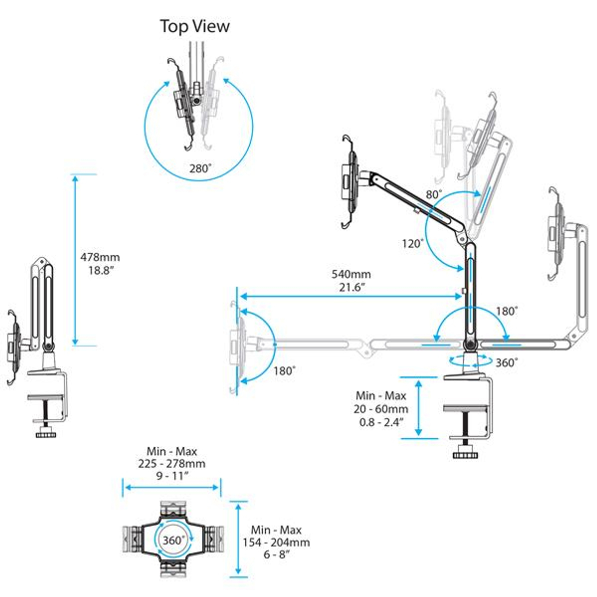 Desk Mount Tablet Stand - White