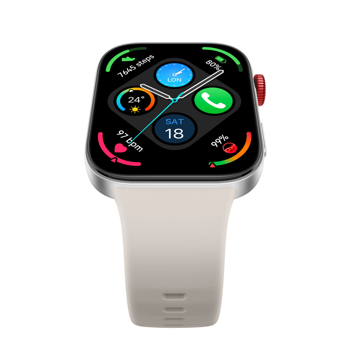 Fit 3 - Silver Body+White Strap