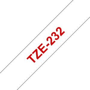 Brother, TZE232 12mm Red On White Label Tape