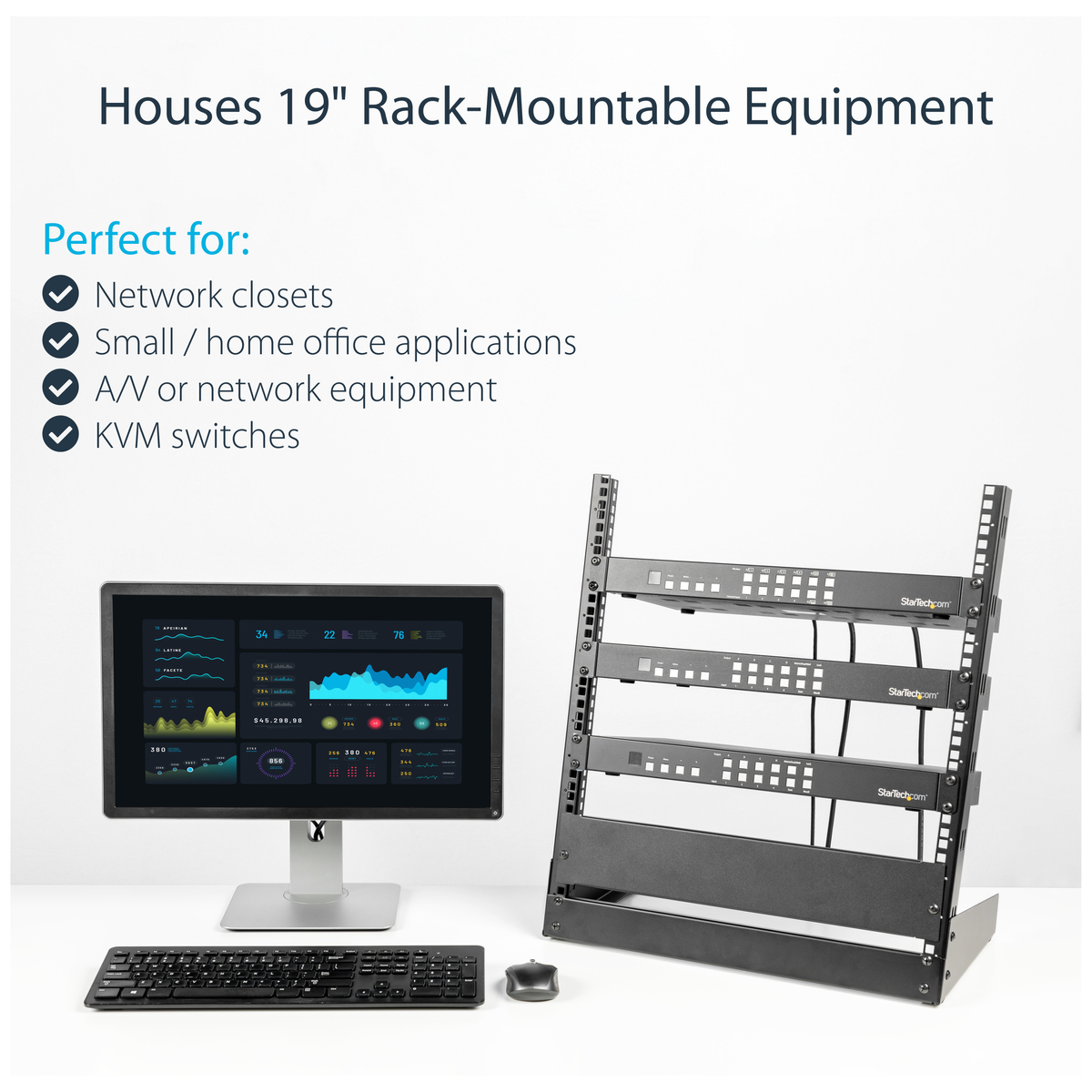 12U 19in Desktop Open Frame 2 Post Rack