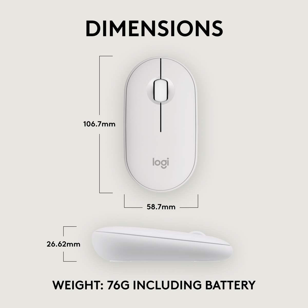 Pebble Mouse 2 M350s - Tonal White