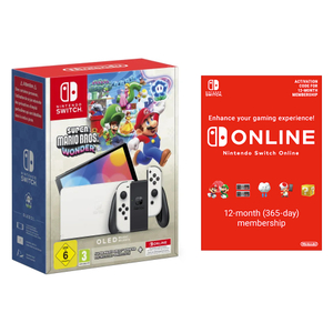 Nintendo, NSW OLED White + Mario Wonder + 12M Sub