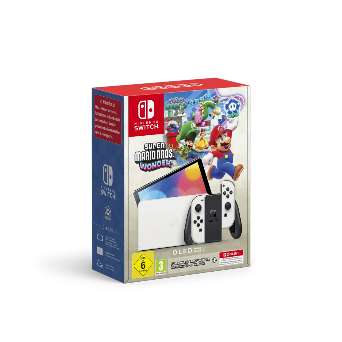 NSW OLED White + Mario Wonder + 12M Sub