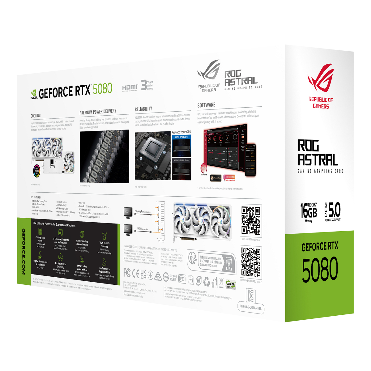 GPU NV 5080 ROG ASTRAL 16G WHITE Fan