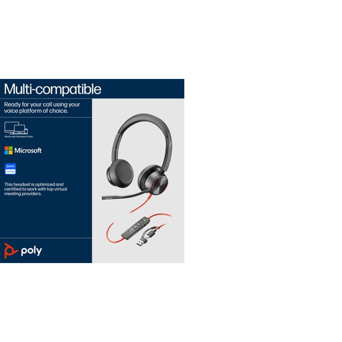 Poly BW 8225 Stereo USB-C HS +USB-C/A