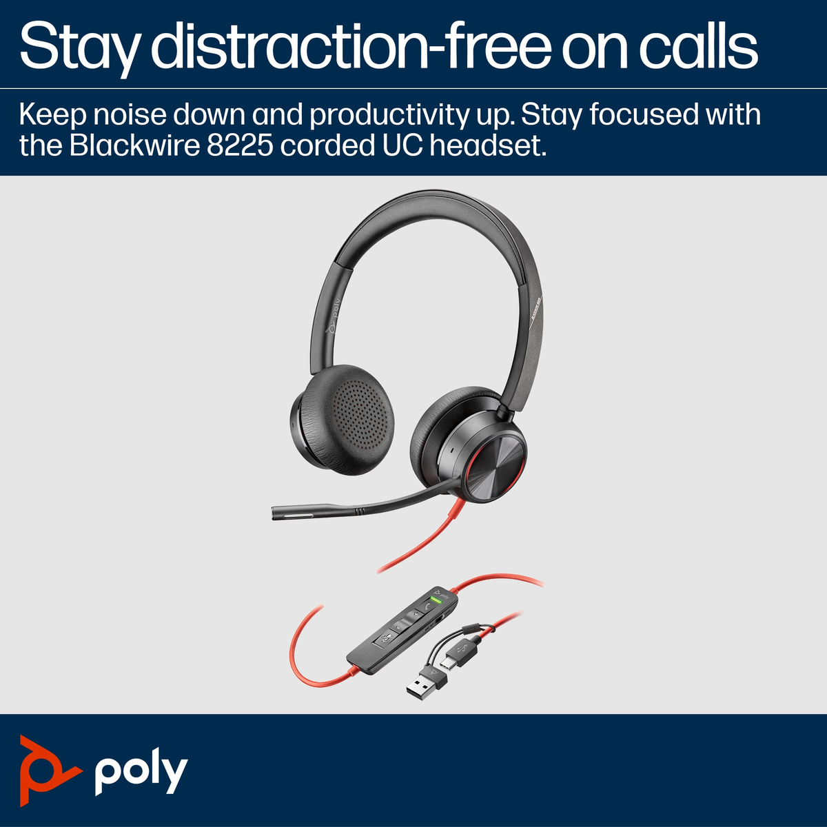 Poly BW 8225 Stereo USB-C HS +USB-C/A