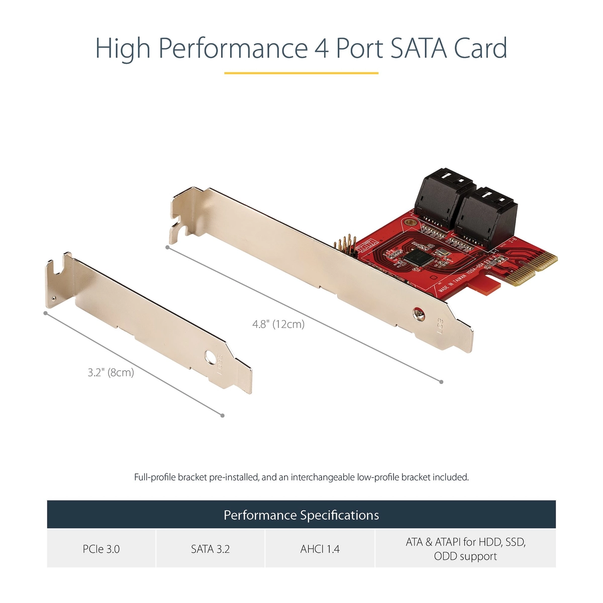 SATA PCIe Card 4 Ports 6Gbps Non-RAID