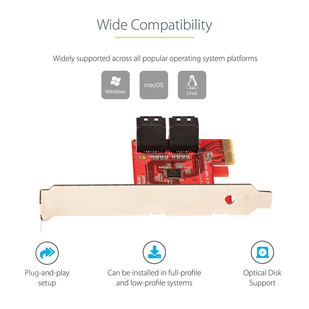 SATA PCIe Card 4 Ports 6Gbps Non-RAID