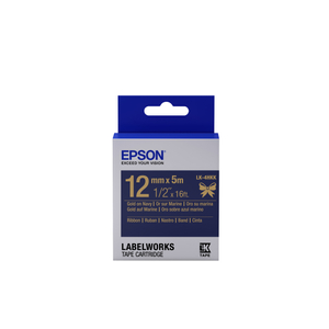 Epson, Gold on Navy Tape Satin Ribbon 12mm x5m