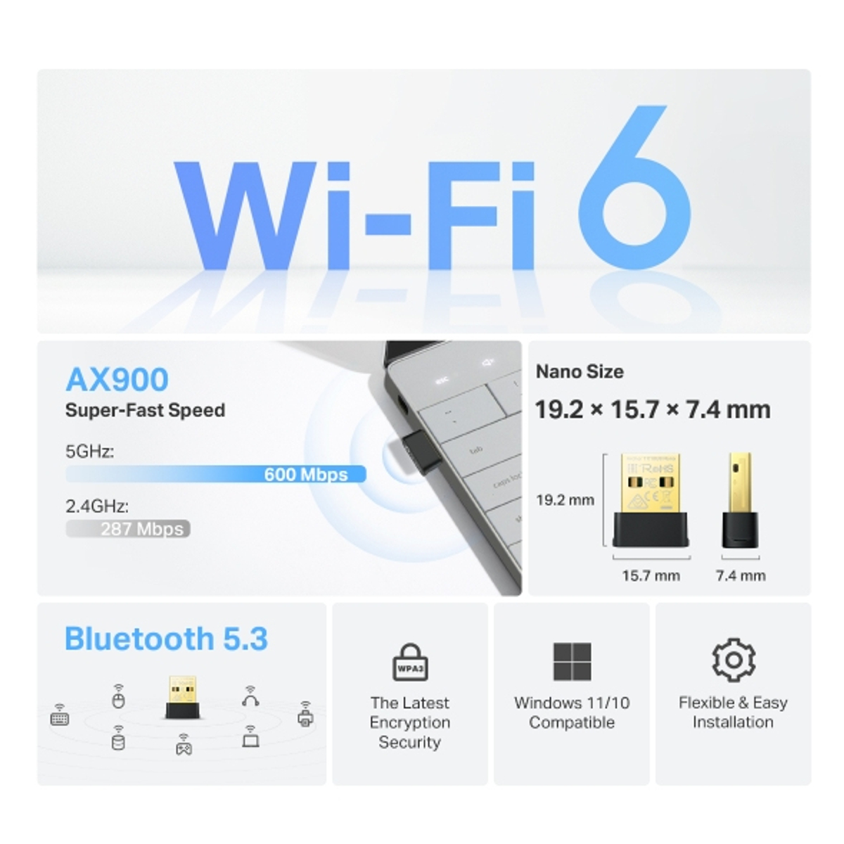 AX900 Nano Wi-Fi 6 Bluetooth USB Adapter