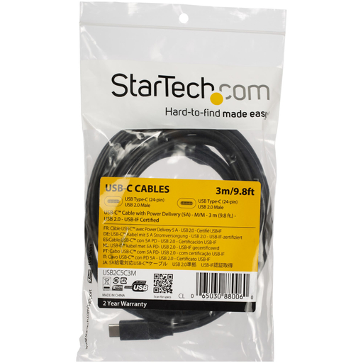 Cable USB-C w/ 5A PD - USB 2.0 - 3m 10ft