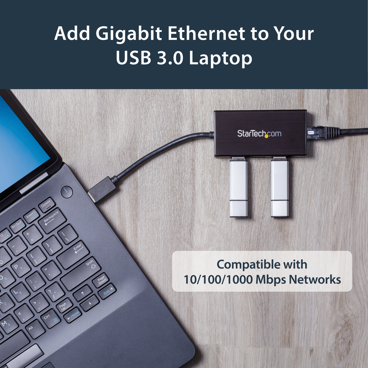 3 Port USB 3.0 Hub w/1GB Adapter NIC