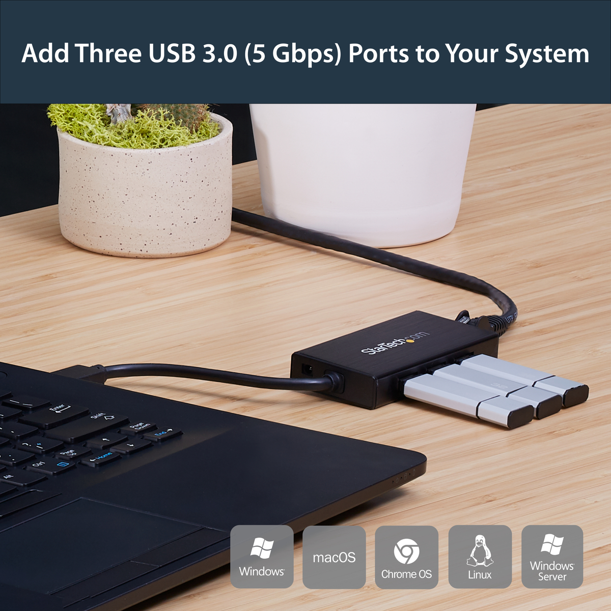 3 Port USB 3.0 Hub w/1GB Adapter NIC