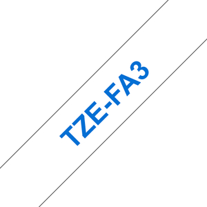 Brother, Tzefa3 12Mm Blue On White Fabric Tape
