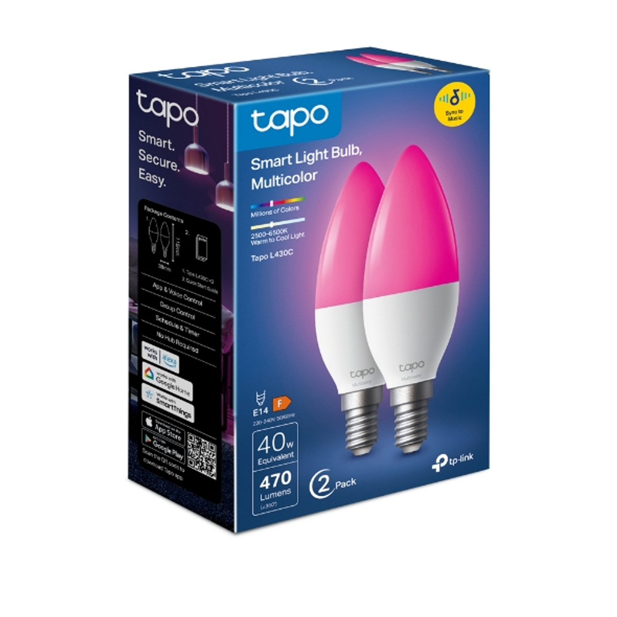 Tapo Smart Light Bulb Multicolor 2pack