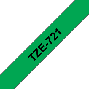 Brother, TZE721 9mm Black On Green Label Tape