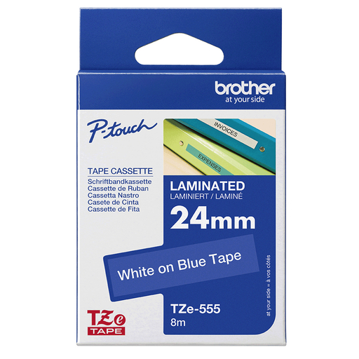 TZE541 18mm Black On Blue Label Tape
