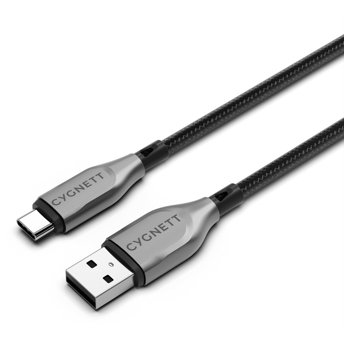 Armoured USB-C USB-A 2.0 Cable Black 2m