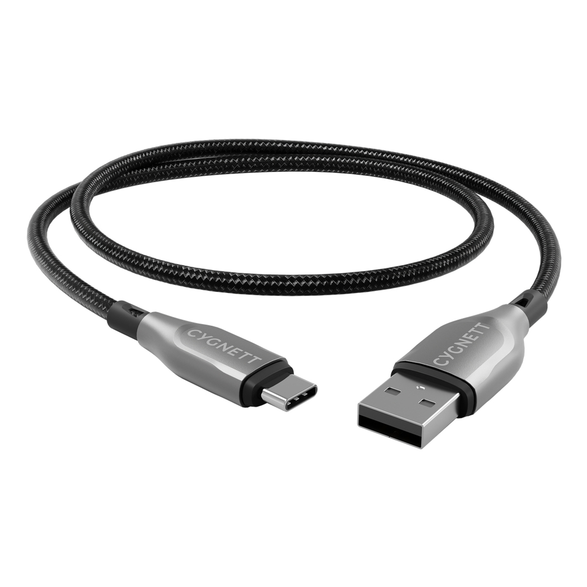 Armoured USB-C USB-A 2.0 Cable Black 2m