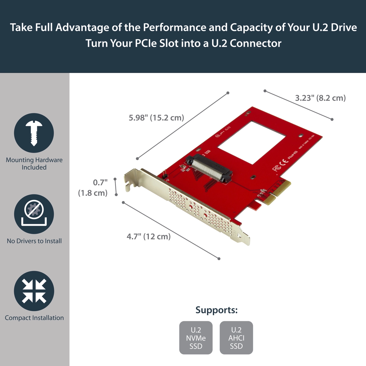 U.2 to PCIe Adapter - 2.5 U.2 NVMe SSD