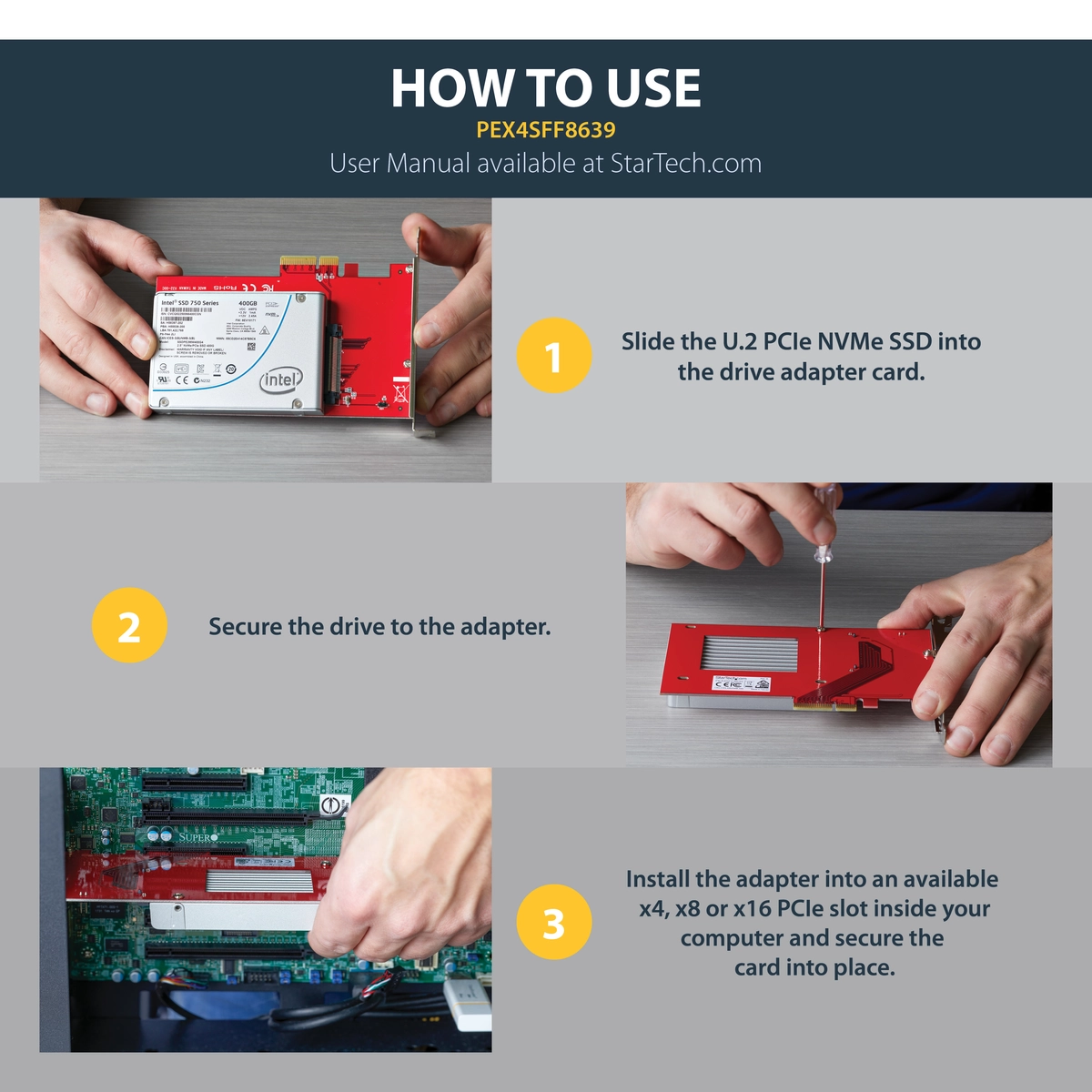 U.2 to PCIe Adapter - 2.5 U.2 NVMe SSD