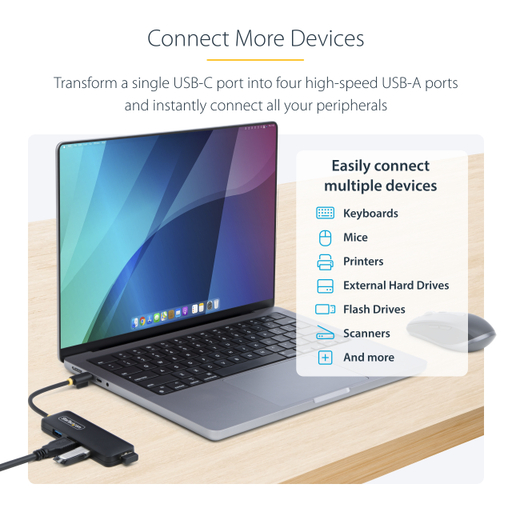 4-Port USB-C Hub 5Gbps Bus Powered