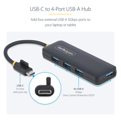 4-Port USB-C Hub 5Gbps Bus Powered
