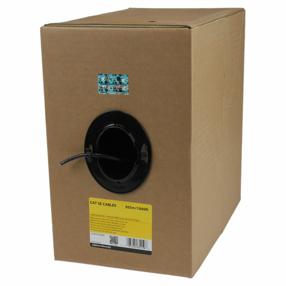 1000ft Black CMR Cat5e Solid UTP Riser