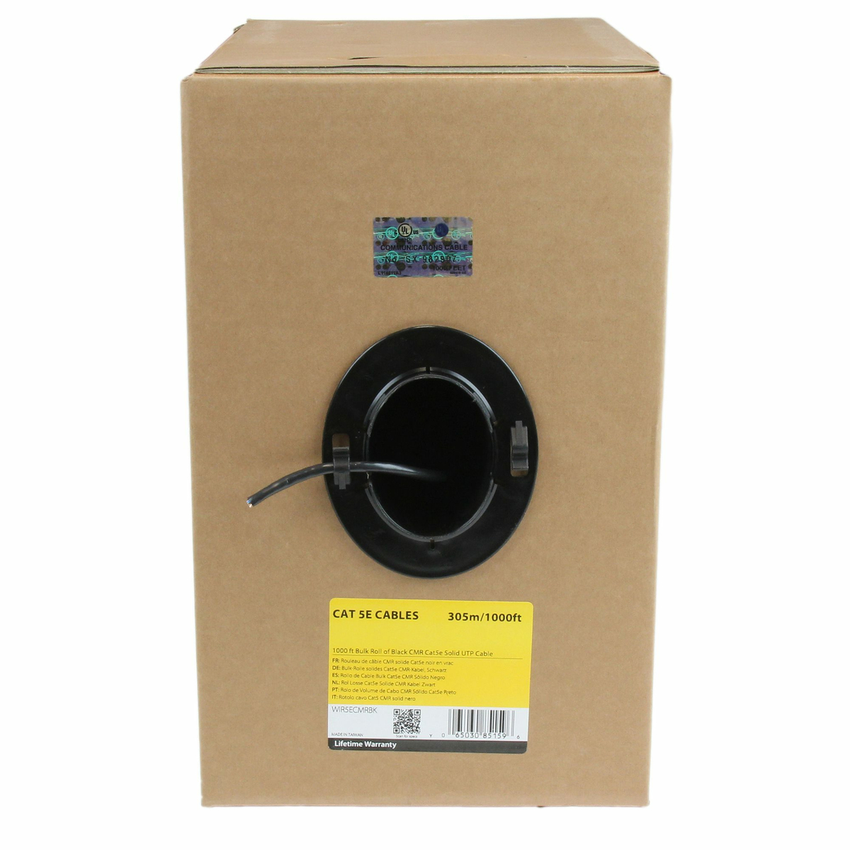 1000ft Black CMR Cat5e Solid UTP Riser