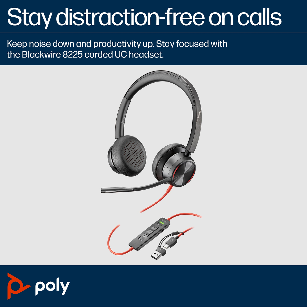 Poly BW 8225 Stereo -M USB-C HS +USB-C/A