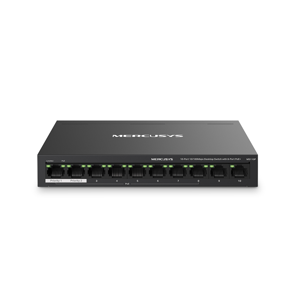 10-Port 10/100 Desktop Switch 8Port PoE+