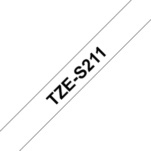 Brother, TZES211 6mm Bk On Wt X-Strng Label Tape