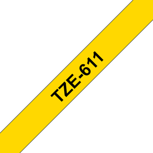 Brother, TZE611 6mm Black On Yellow Label Tape