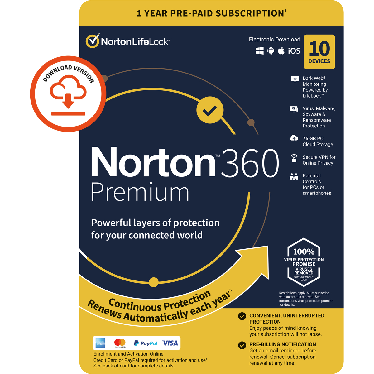 Norton 360 PREM 75GB 10 Device 12MO KEY