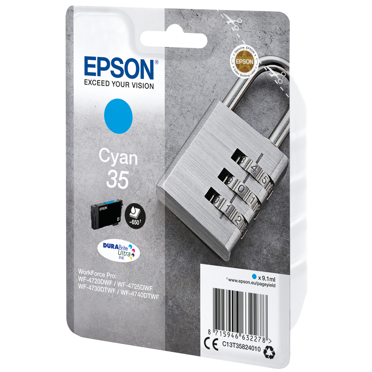 35 Padlock Cyan  Ink Cartridge 9ml