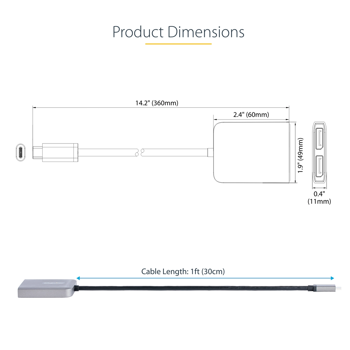 2-Port USB-C to DisplayPort MST HUB 4K