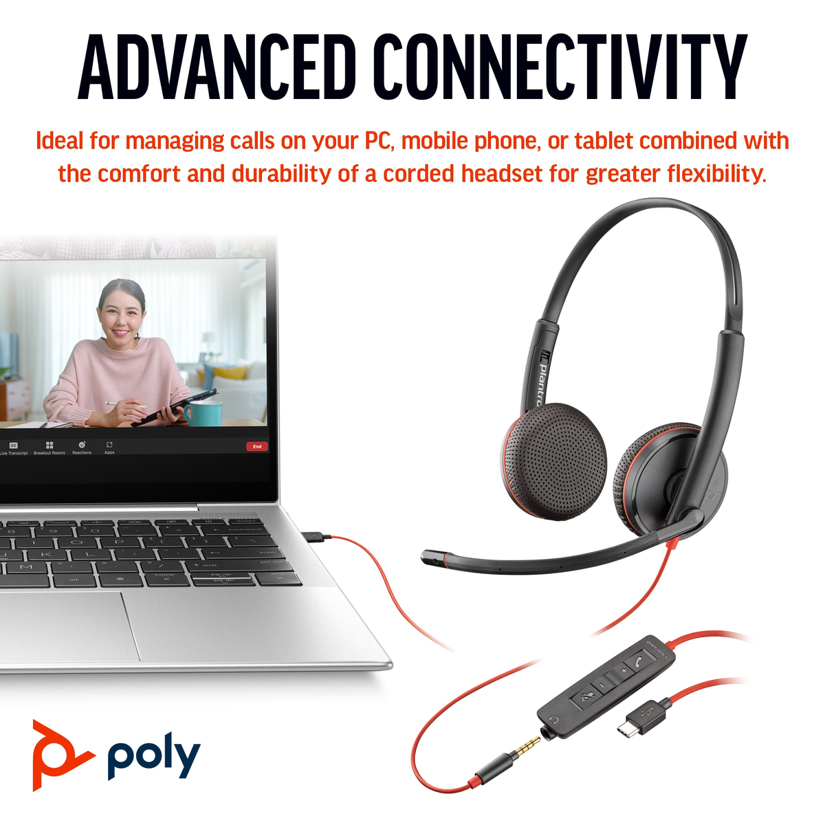 Poly BW 3225 USB-C HS +3.5mmP +USB-C/A