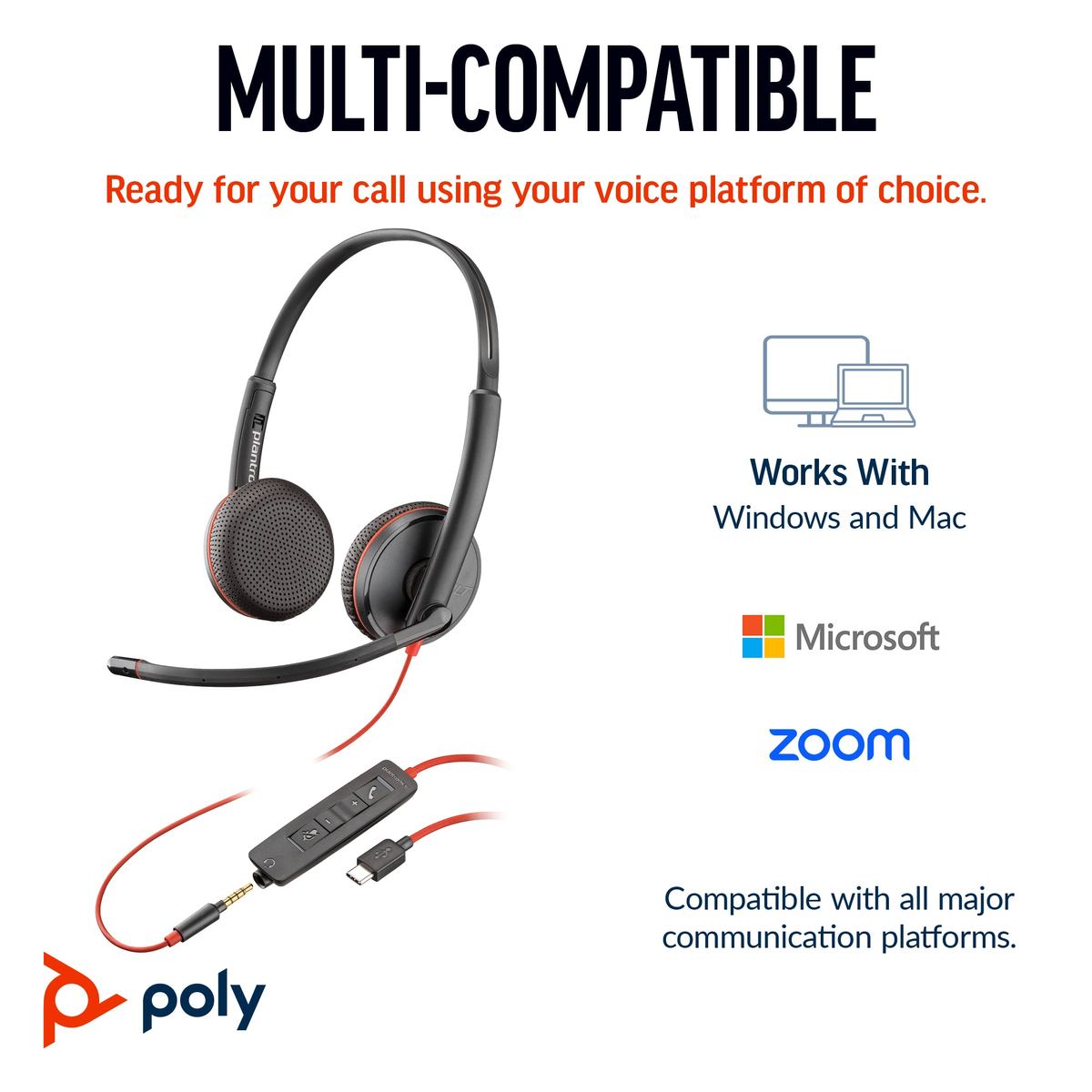 Poly BW 3225 USB-C HS +3.5mmP +USB-C/A