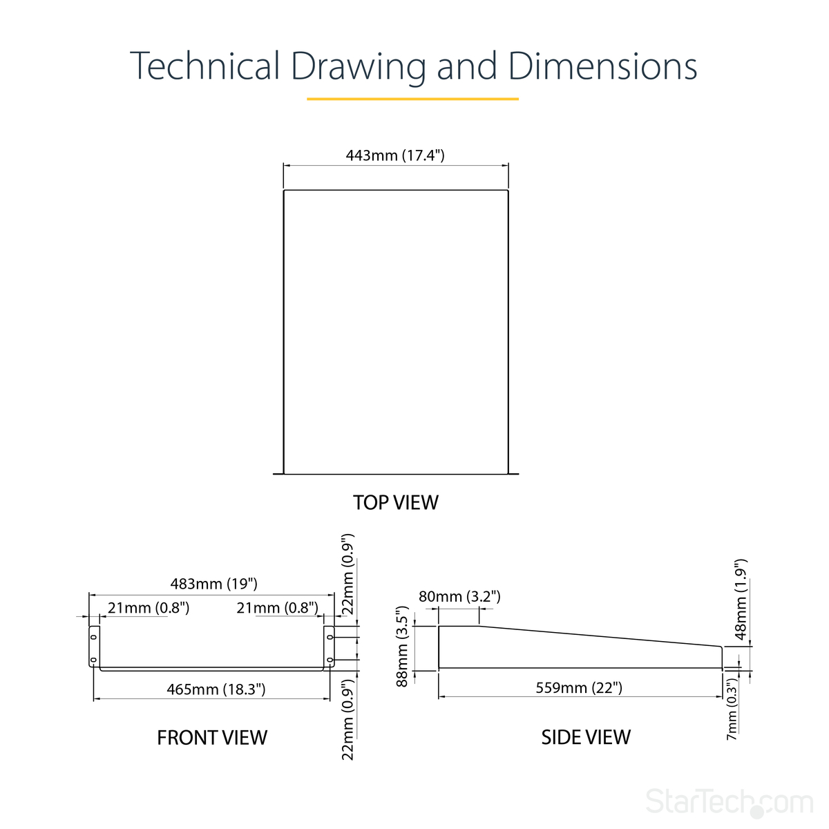 2U Fixed Rack Mount Shelf - 50lbs / 22kg