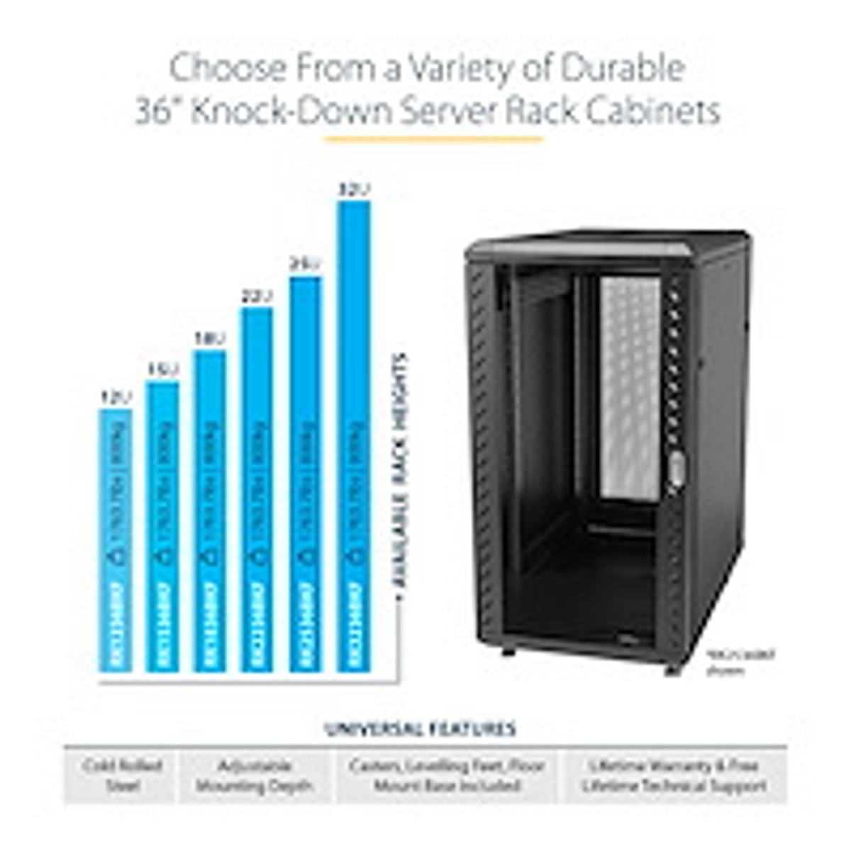 22U 36 Knock-Down Server Rack w/Casters