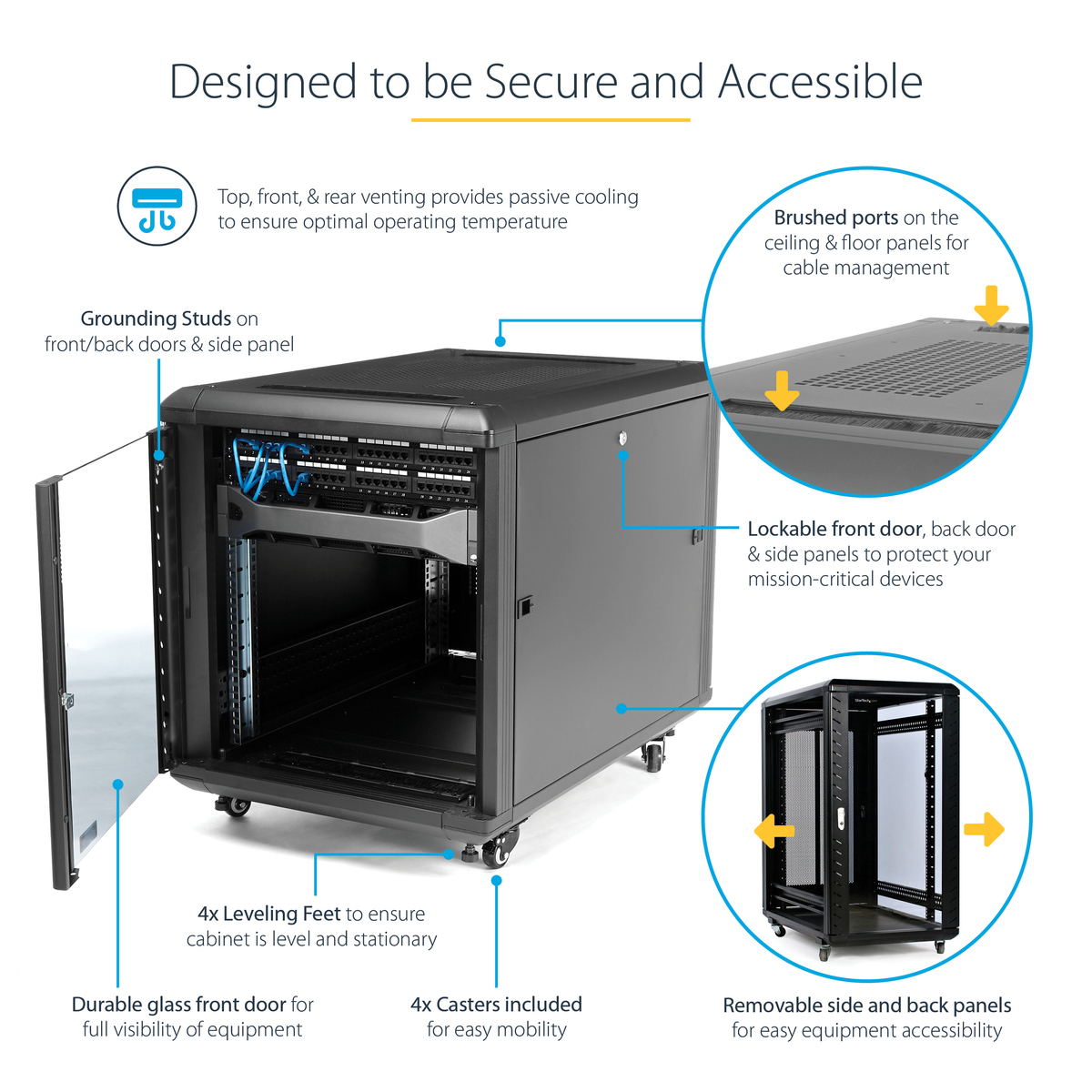 12U 36in Knock-Down Server Rack