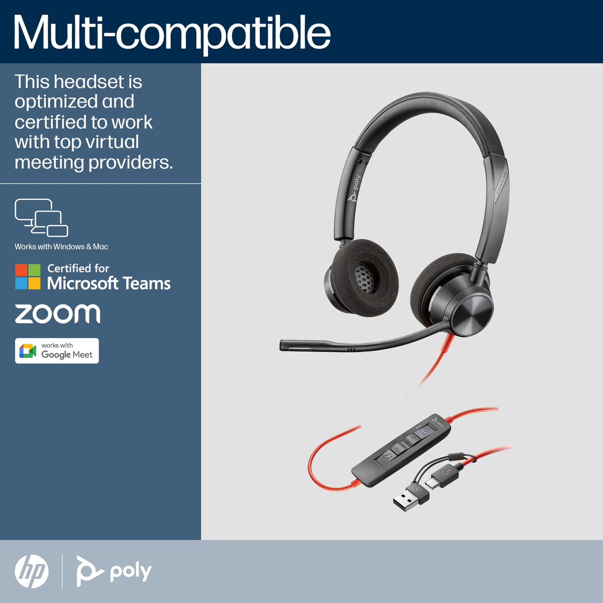 Poly BW 3320 Stereo -M USB-C HS +USB-C/A