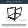 12U Adjustable Open Frame 4 Post Rack