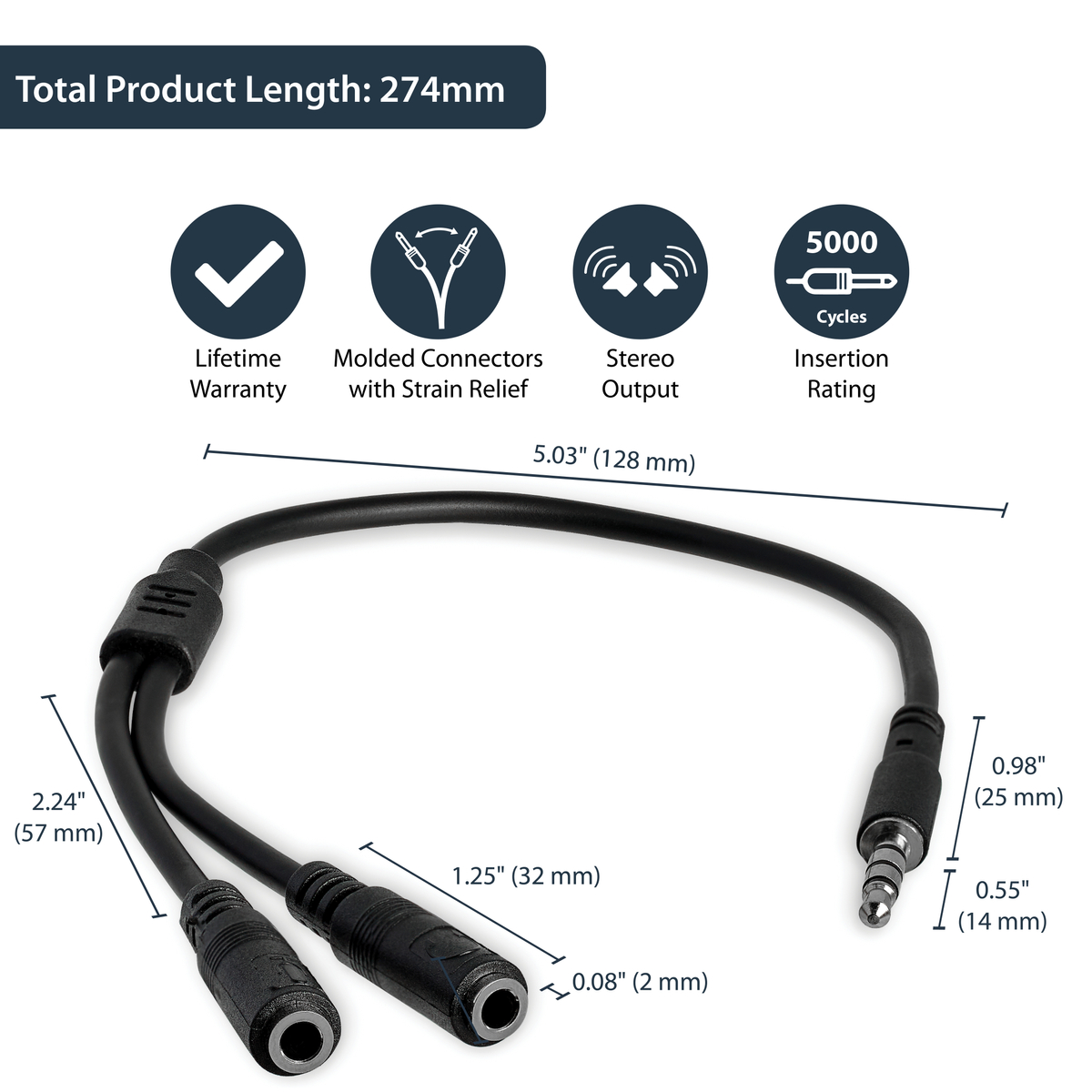 4Pin-2x 3 Pin Headset Splitter Adapter