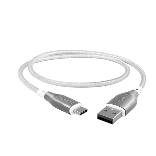 Armoured USB-C USB-A 2.0 Cable White 1m