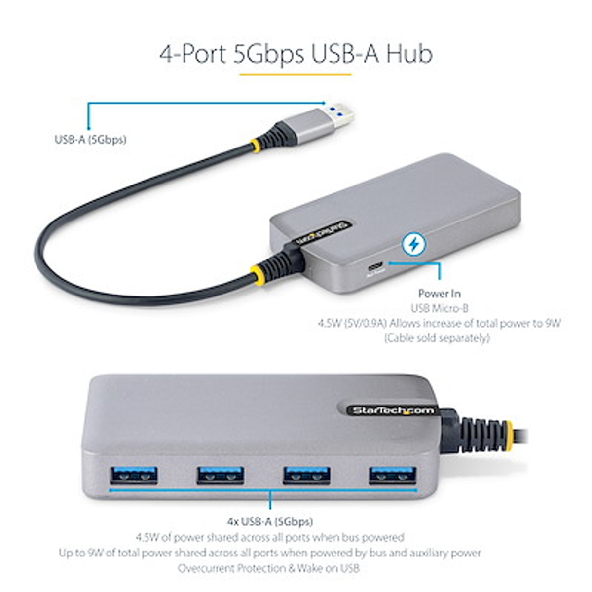 4-Port USB Hub 5Gbps Bus Powered